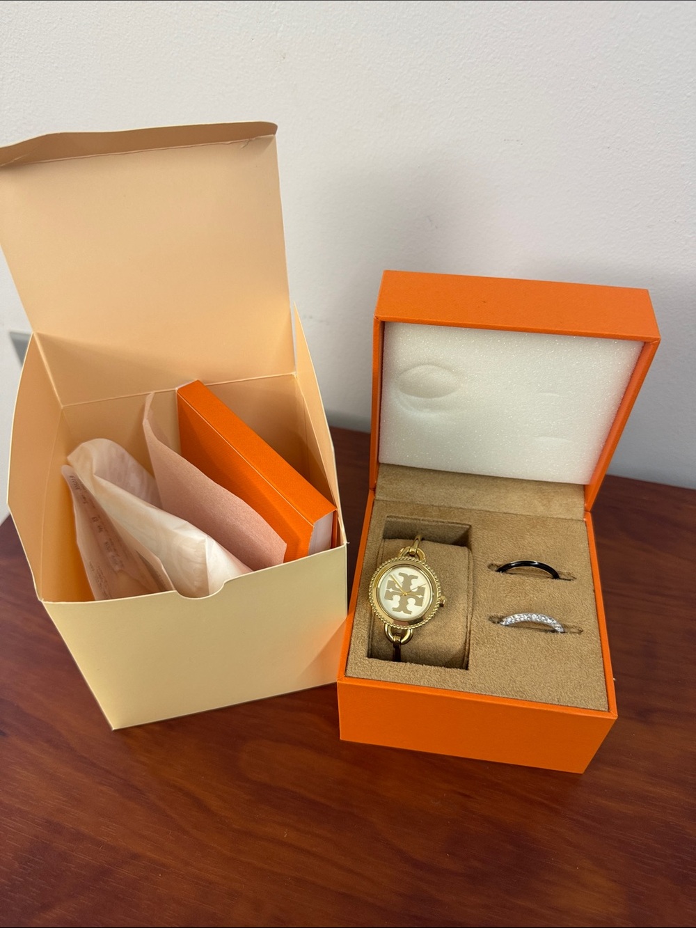 Tory Burch Gold Logo Dial Bangle Watch